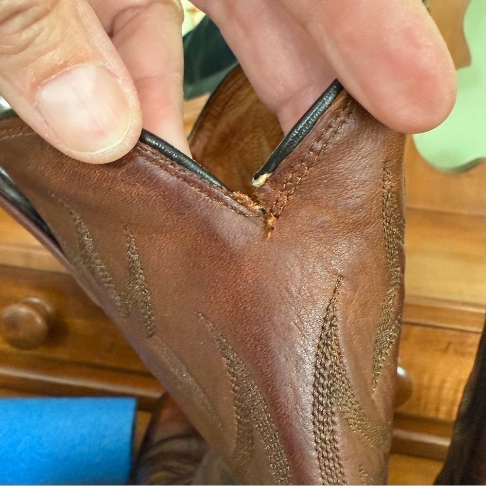 Dan Post brown Leather cowboy Boots Embroidery men’s 8 western pointed toe - Picture 16 of 16